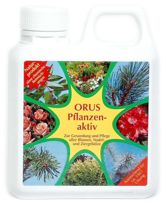 Für alle Nadel- und Ziergehölze.

ORUS Pflanzenaktiv ist in der Grundsubstanz eine pflanzlich organische Verbindung, die den Wasserhaushalt, die Stoffwechselfunktion und den Nährstofftransport in der Pflanze reguliert. Pflanzen entwickeln ein gesundes Wac