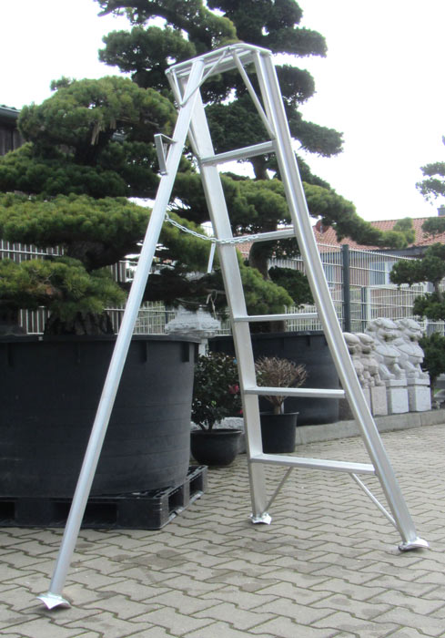 Diese Spezial-Leiter zum Bonsai-Beschnitt aus Korea ist extrem leicht (5 kg), da aus Aluminium, und bis 100 kg belastbar.
 
Höhe ausgeklappt (im Arbeitszustand, wie abgebildet): ca. 1,75 m
Stellbreite: ca. 1,43 m