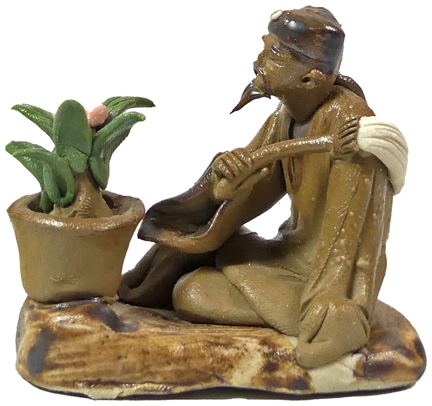 Bonsai-Meister mit Besen - ca. 4,5 x 3 x 4,5 cm Handbemalte Miniatur eines Bonsai-Meisters mit Besen.