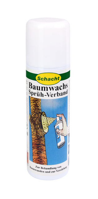Baumwachs Sprüh-Verband (200 ml) Auf Knopfdruck: Veredelungs- und Wundverschlussmittel direkt aus der Spraydose, auf Basis natürlicher, hochwertiger Harze und Wachse. Durch den feinen Sprühnebel entsteht ein elastischer Film, der die Baumwunde vor fäulniserregenden Pilzen und Okuliermade