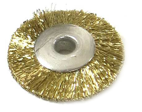 Rotationsbürste Messing Bürste aus Messing, passend für Schaftdurchmesser von 3 mm oder 6 mm. 
Durchmesser: 19 oder 24 mm
 
Passender Schaft: 6 mm