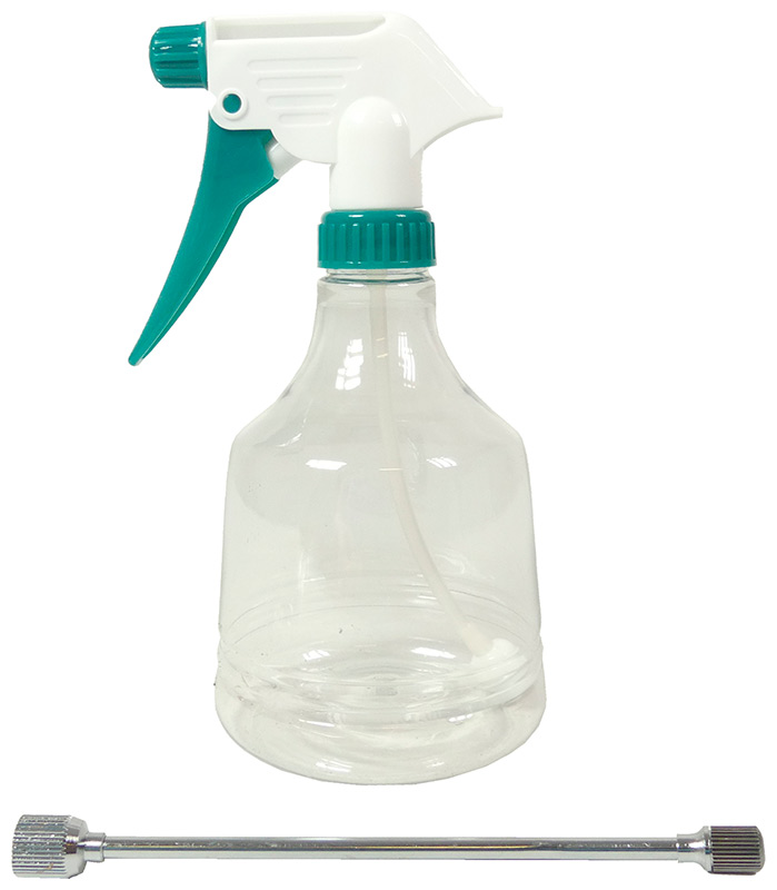 Sprühflasche (mit Verlängerung), 0,5 Liter Ideal um Pflanzen zu besprühen, Aussaatgefäße zu bewässern und nackte Wurzeln vor dem Einpflanzen feucht zu halten.
Mit Verlängerung.