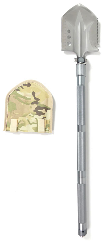 Profi-Klappspaten (Stahl) Scheibenhammer, Schaufel, Hacke, Rettungspfeife, Multifunktionsmesser, Kreuzschraubendreher
Länge (ausgeklappt): 92,5 cm
Spaten: Länge: 16 cm, Breite 13 cm
Gewicht: 1190 g
Materialien
Kopf: rostfreier Stahl 2CR13
Griff: legierter Stahl
Härte: 58HRC