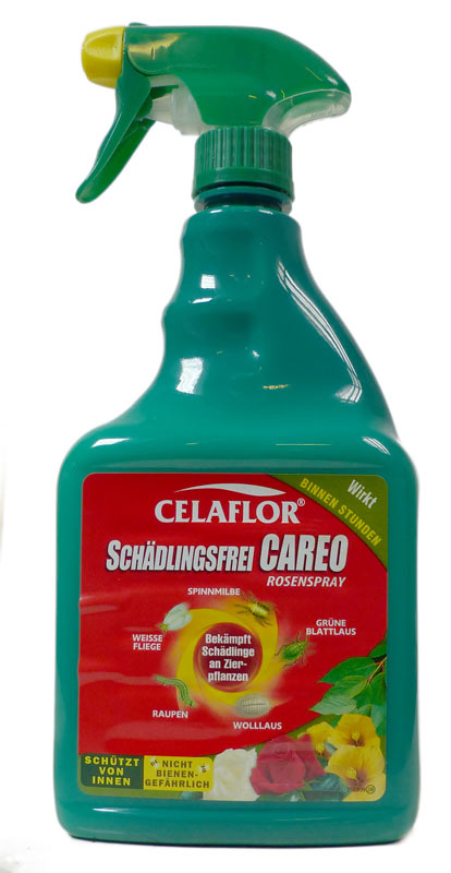 Anwendung durch nicht-berufliche Anwender zulässig

Anwendung im Haus- und Kleingartenbereich zulässig

Nicht bienengefährlich

Zulassungsnr.: 005982-60
 
Celaflor Schädlingsfrei Careo Rosenspray ist ein gebrauchsfertiges Spray zur Anwendung an Zierpflanz