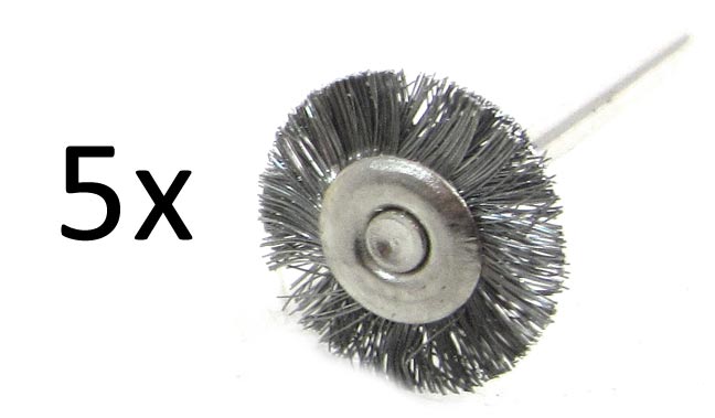 Rotationsbürsten-Set (5 Stk.) Durchmesser: 19 mm
Schaftlänge: 40 mm
Schaftdurchmesser: 3 mm